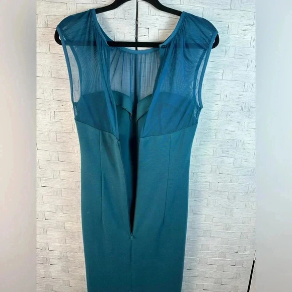 ASOS Fitted Sleeveless Split Back Peplum Belted Teal Blue sheath Dress - Picture 4 of 11